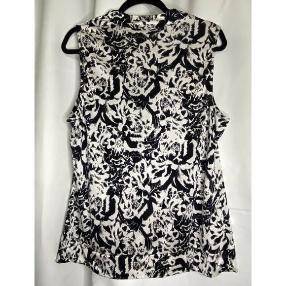 Alfani Sleeveless Top Women's Size 2XL Black White Print Cowl Neck Blouse - Picture 2 of 3